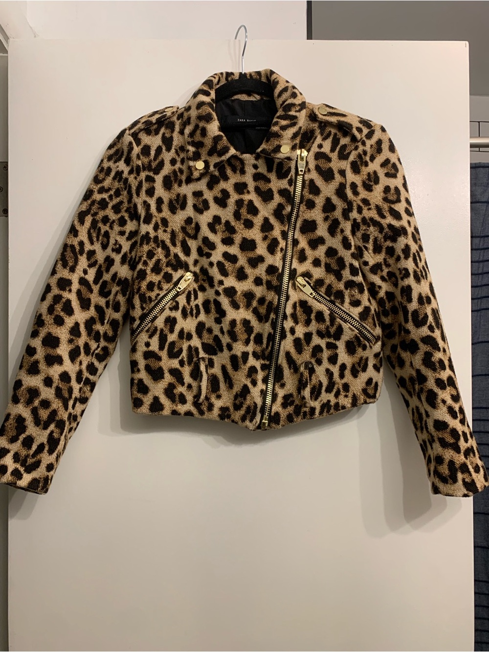Zara Leopard Print Moto Jacket